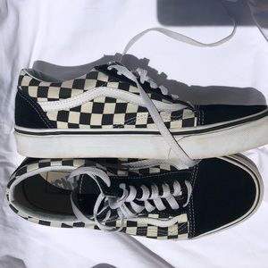 checkered old skool vans (worn)